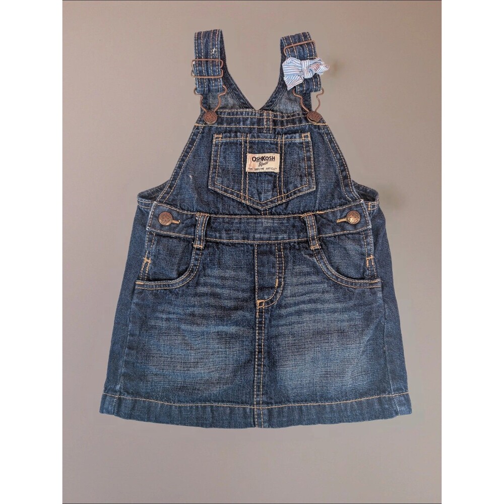 Baby Girls Osh Kosh B'Gosh Denim Skirt Overalls 24M Dark Wash